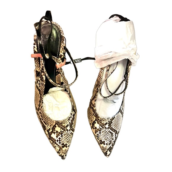 BRAND NEW ZARA ANIMAL PRINT MULTI COLOR HIGH HEEL ANKLE STRAP SIZE 41 - Picture 4 of 5
